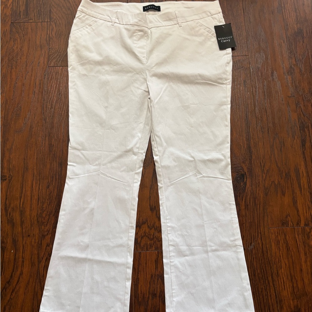 Rekucci Women's Bootcut Pants curvy Pull On Stretch white Size-18 New with tag